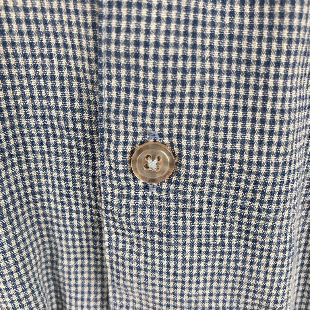 Perry Ellis Check Pattern Short Sleeve Open Collar Polyester and Rayon Box Shirt, Men's Size L Rayon blue type Vintage Second Hand