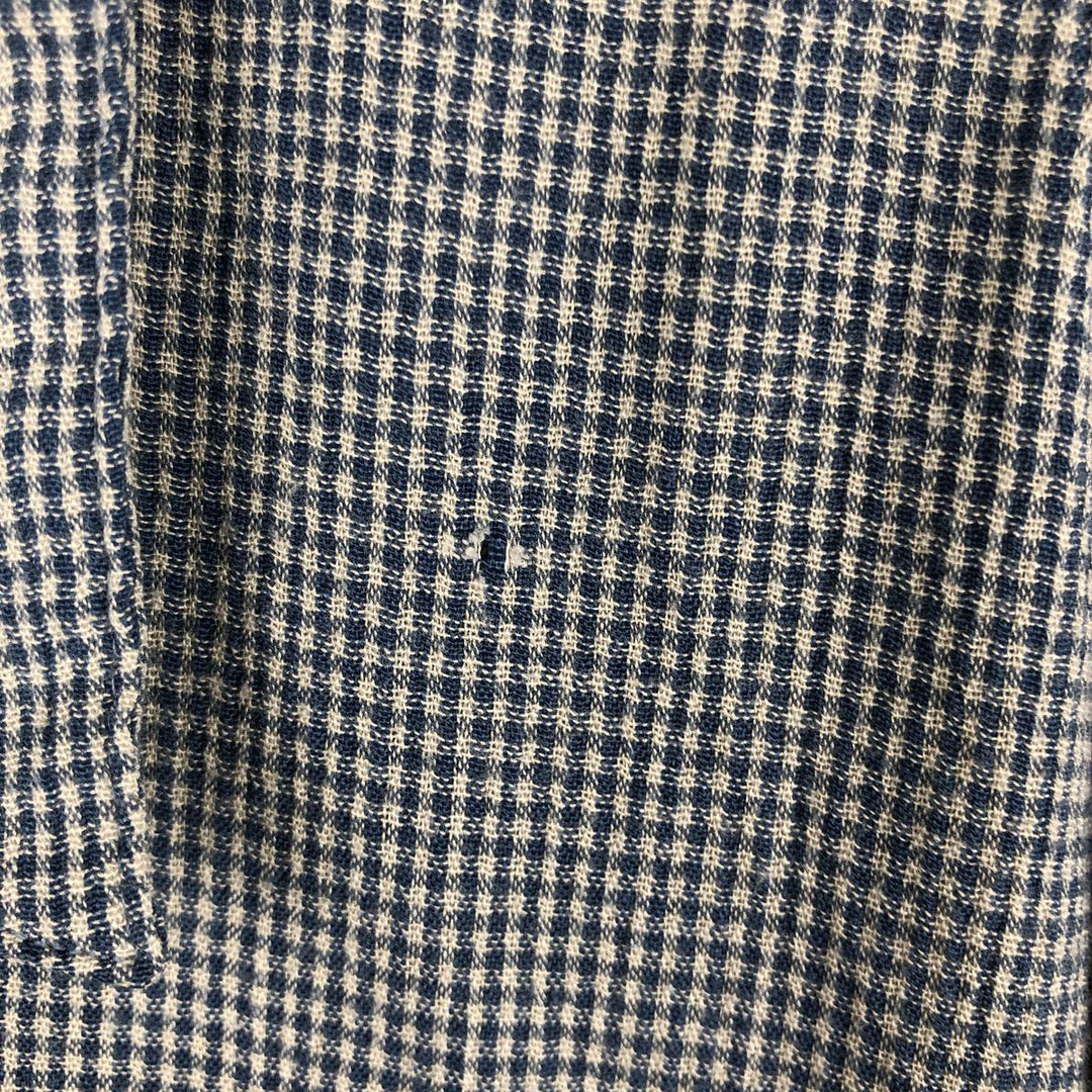 Perry Ellis Check Pattern Short Sleeve Open Collar Polyester and Rayon Box Shirt, Men's Size L Rayon blue type Vintage Second Hand