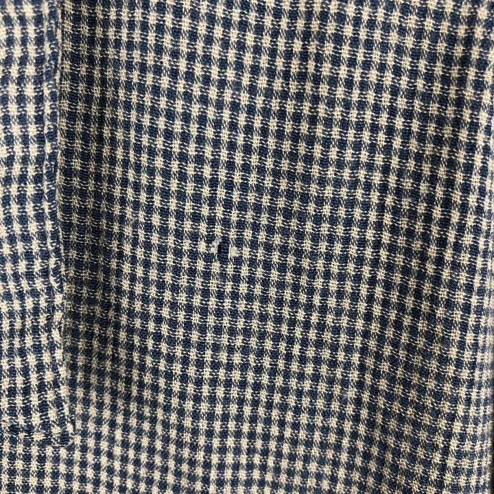 Perry Ellis Check Pattern Short Sleeve Open Collar Polyester and Rayon Box Shirt, Men's Size L Rayon blue type Vintage Second Hand