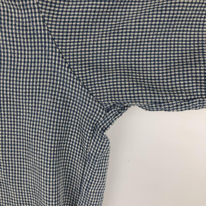 Perry Ellis Check Pattern Short Sleeve Open Collar Polyester and Rayon Box Shirt, Men's Size L Rayon blue type Vintage Second Hand