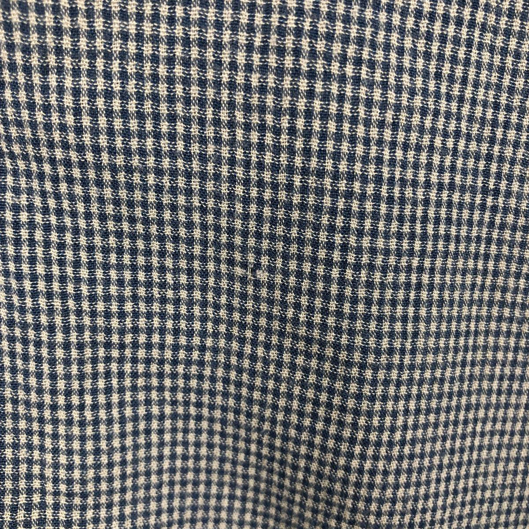 Perry Ellis Check Pattern Short Sleeve Open Collar Polyester and Rayon Box Shirt, Men's Size L Rayon blue type Vintage Second Hand