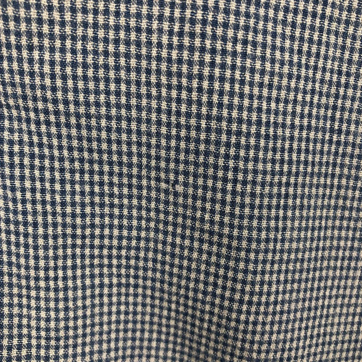 Perry Ellis Check Pattern Short Sleeve Open Collar Polyester and Rayon Box Shirt, Men's Size L Rayon blue type Vintage Second Hand