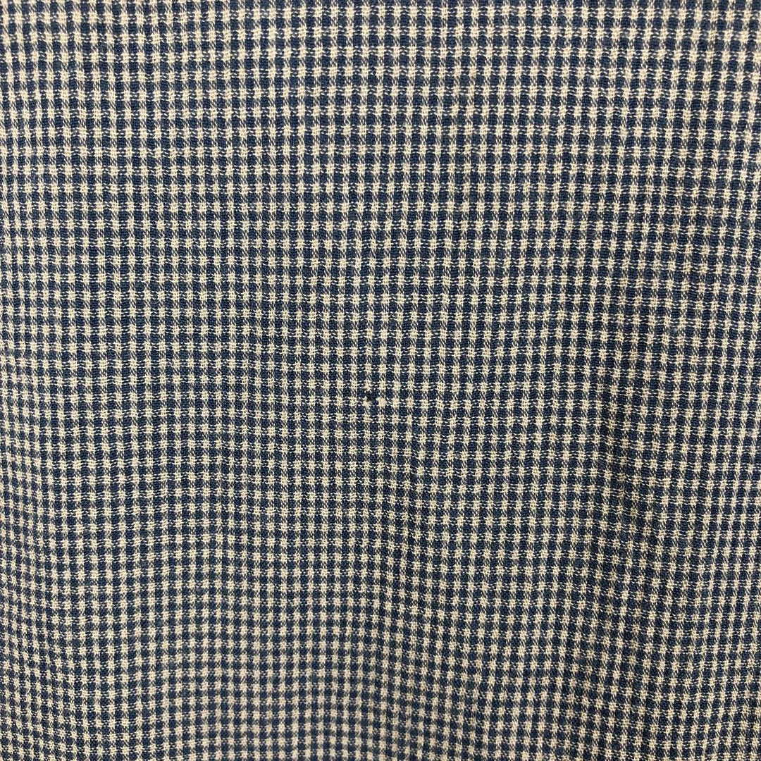 Perry Ellis Check Pattern Short Sleeve Open Collar Polyester and Rayon Box Shirt, Men's Size L Rayon blue type Vintage Second Hand