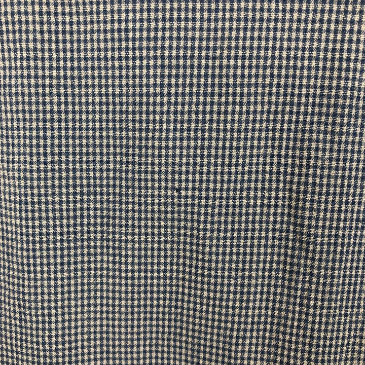 Perry Ellis Check Pattern Short Sleeve Open Collar Polyester and Rayon Box Shirt, Men's Size L Rayon blue type Vintage Second Hand