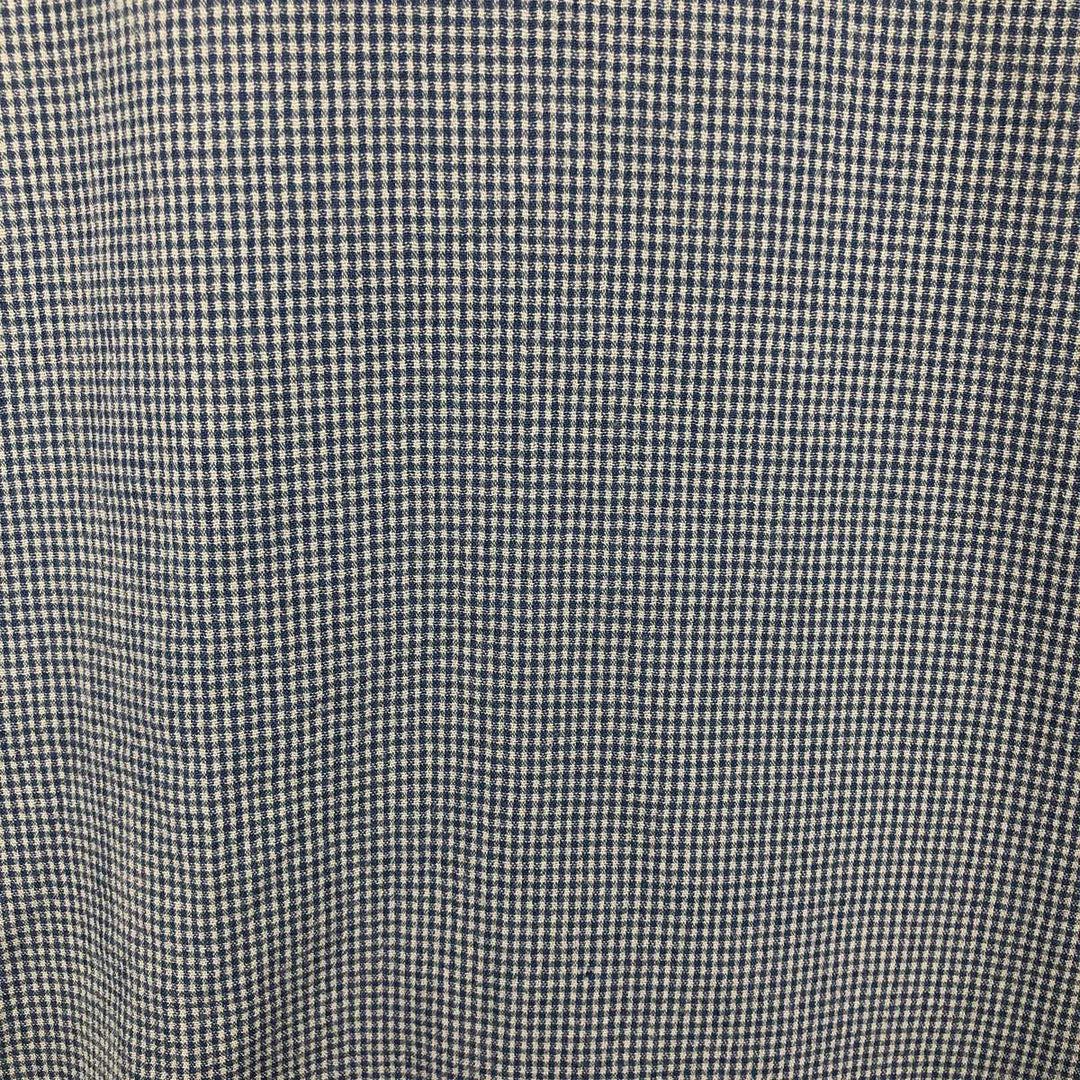Perry Ellis Check Pattern Short Sleeve Open Collar Polyester and Rayon Box Shirt, Men's Size L Rayon blue type Vintage Second Hand