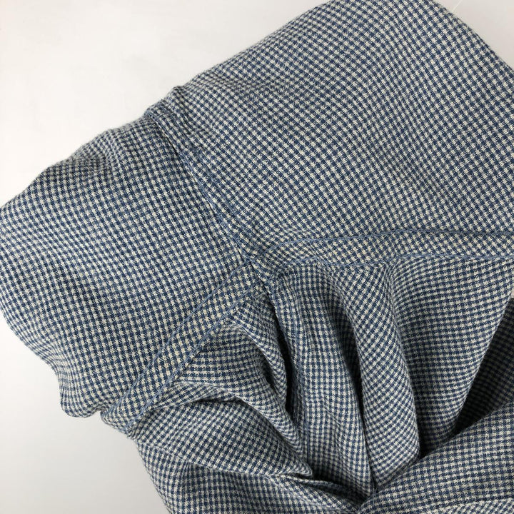 Perry Ellis Check Pattern Short Sleeve Open Collar Polyester and Rayon Box Shirt, Men's Size L Rayon blue type Vintage Second Hand