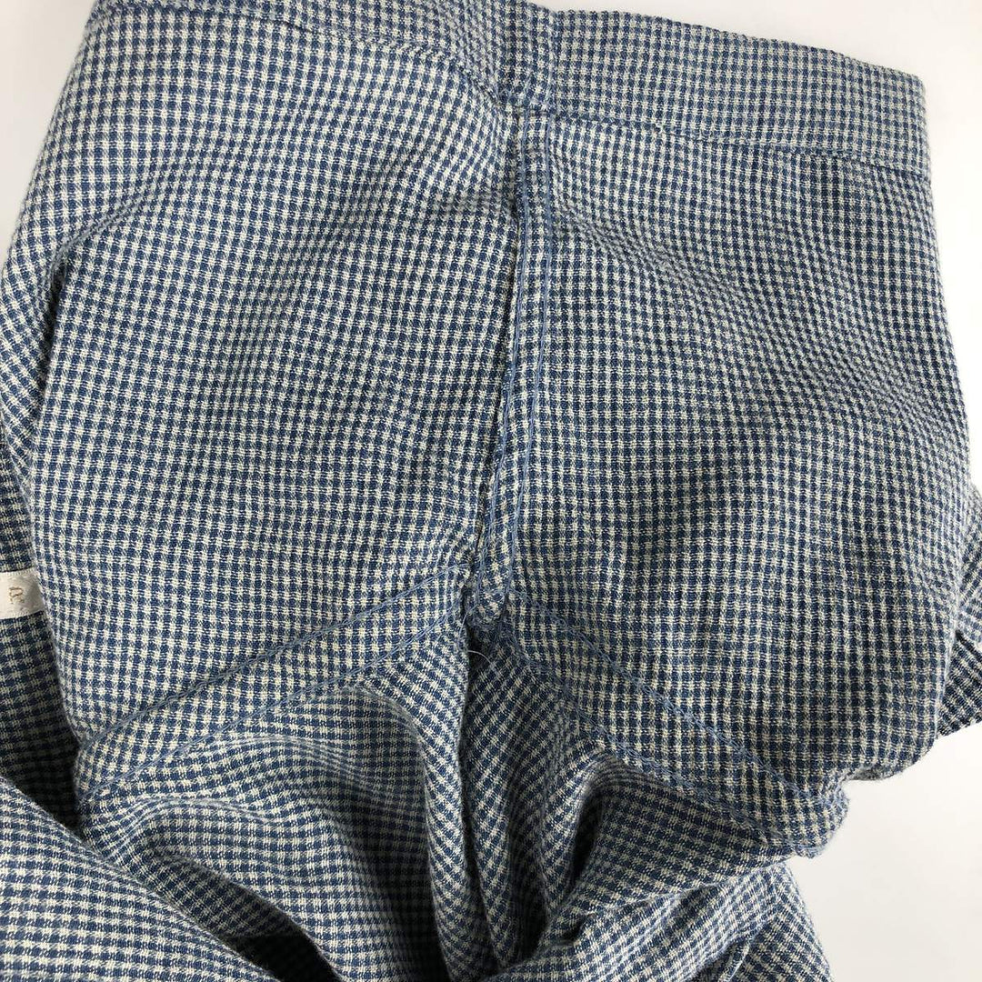 Perry Ellis Check Pattern Short Sleeve Open Collar Polyester and Rayon Box Shirt, Men's Size L Rayon blue type Vintage Second Hand