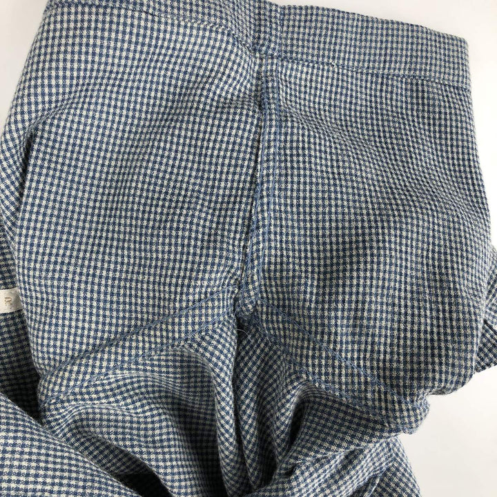 Perry Ellis Check Pattern Short Sleeve Open Collar Polyester and Rayon Box Shirt, Men's Size L Rayon blue type Vintage Second Hand