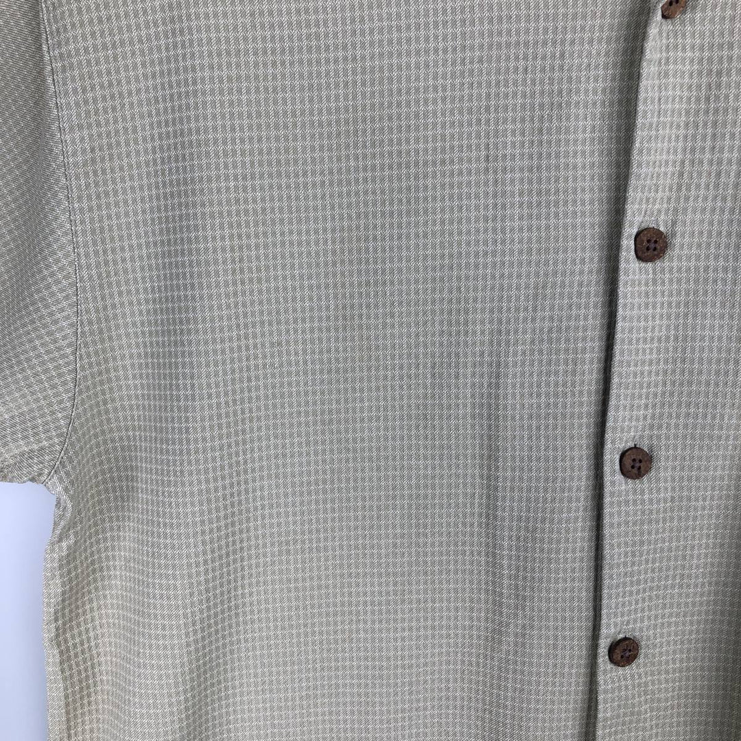 Vintage Tommy Bahama check pattern short-sleeved open-collar silk box shirt, men's size L. silk lemon yellow Vintage Second Hand