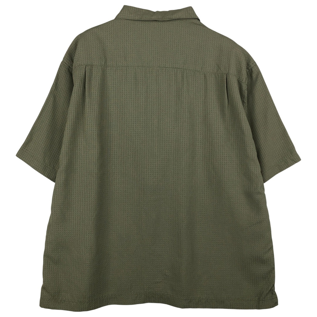 Haggar Check Pattern Short Sleeve Open Collar Rayon Box Shirt, Men's XL Rayon Green type dark green Vintage Second Hand