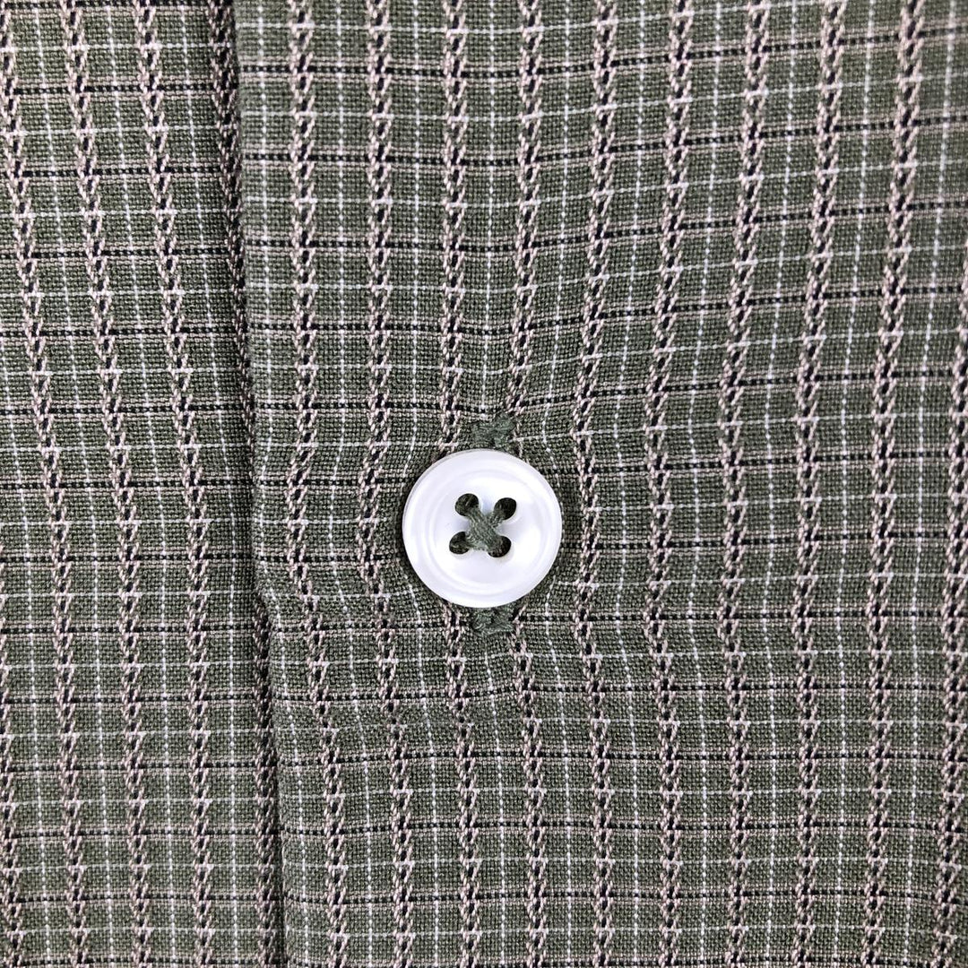 Haggar Check Pattern Short Sleeve Open Collar Rayon Box Shirt, Men's XL Rayon Green type dark green Vintage Second Hand