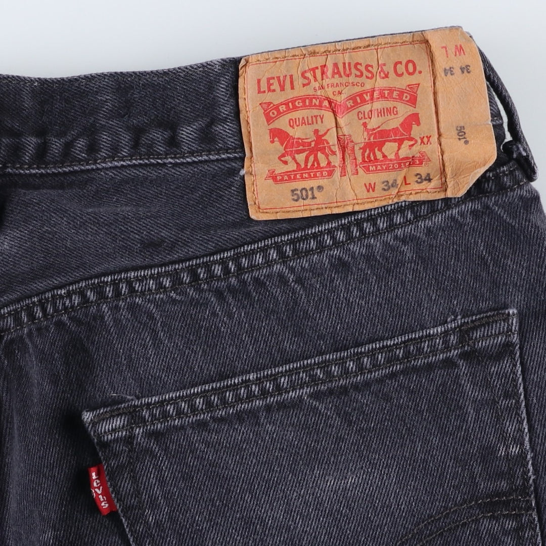 Levi's 501 Black Denim Straight Denim Pants for Men, W34 equivalent cotton black type Vintage Second Hand