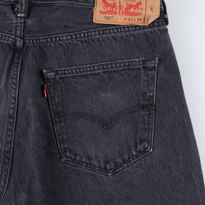 Levi's 501 Black Denim Straight Denim Pants for Men, W34 equivalent cotton black type Vintage Second Hand