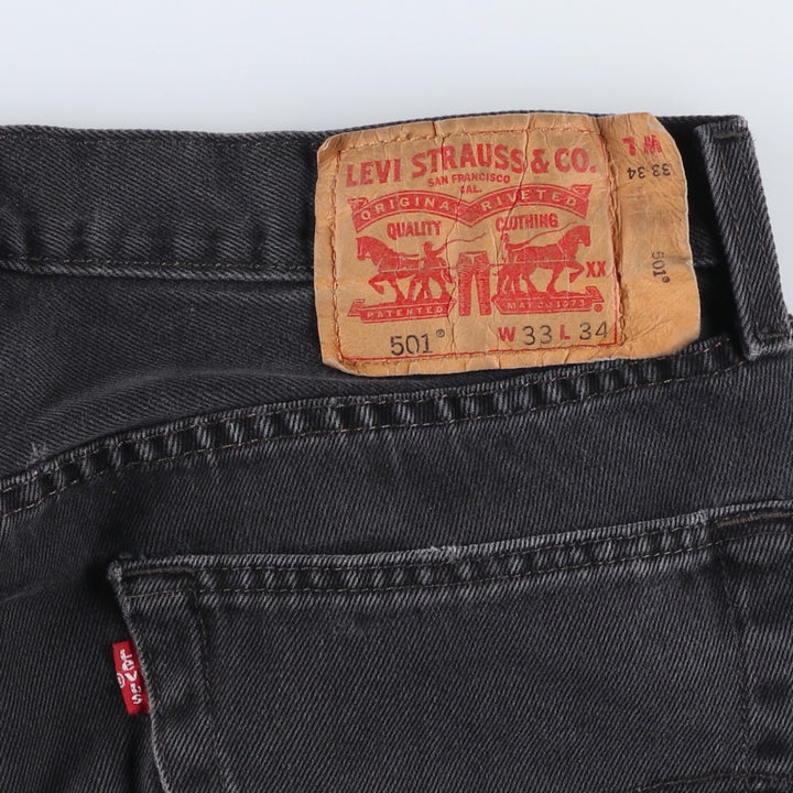 Levi's 501 Black Denim Straight Denim Pants for Men, W33 equivalent cotton black type Vintage Second Hand