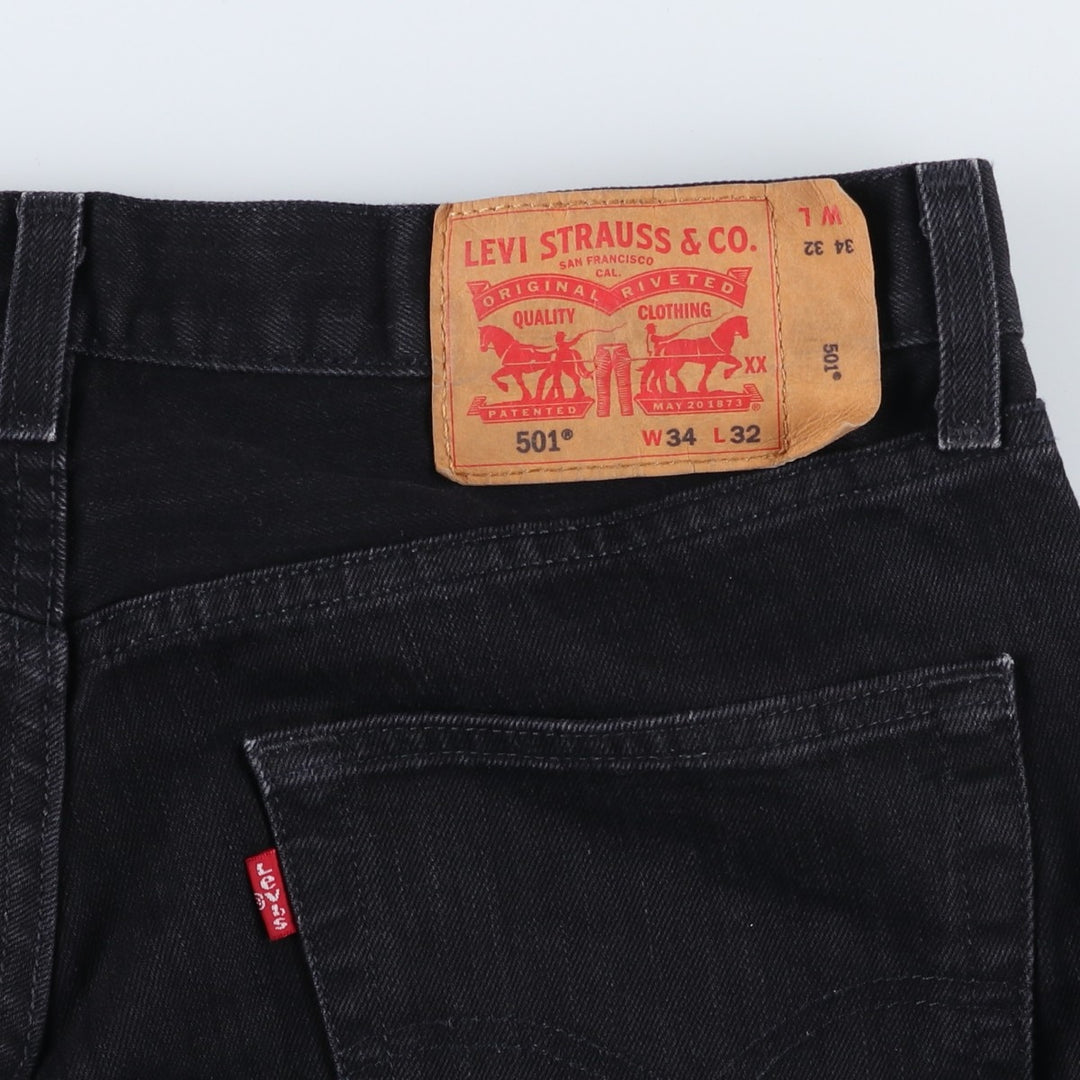 Levi's 501 Black Denim Straight Denim Pants for Men, W35 cotton black type Vintage Second Hand
