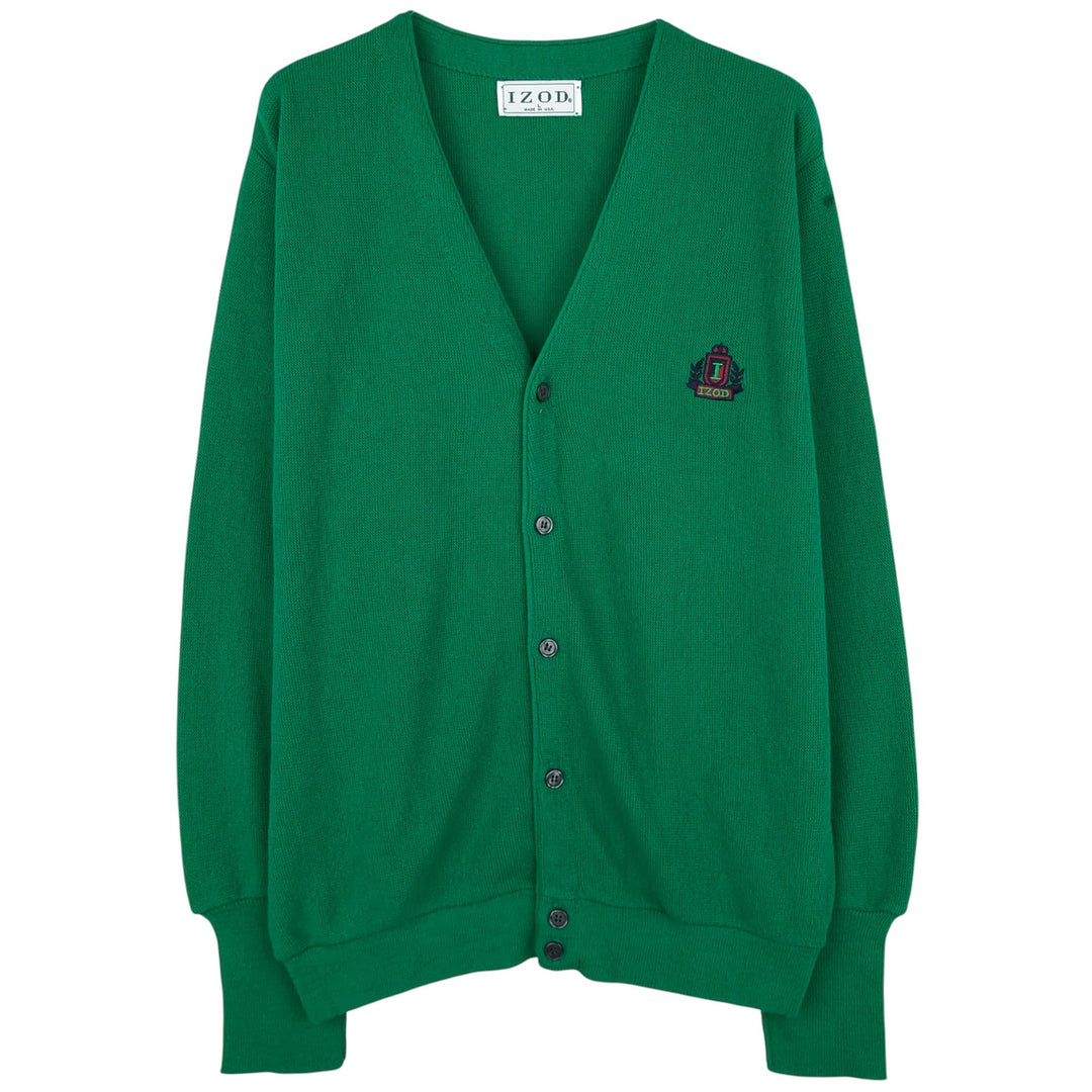 Vintage 90'S IZOD acrylic knit cardigan, made in the USA, size L, men's acrylic green type Vintage Second Hand