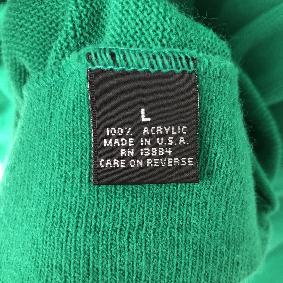 Vintage 90'S IZOD acrylic knit cardigan, made in the USA, size L, men's acrylic green type Vintage Second Hand