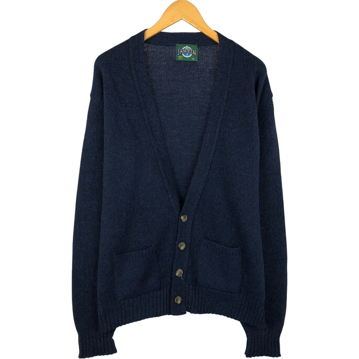 Vintage 90'S Jantzen acrylic knit cardigan, made in the USA, men's size XL acrylic navy blue type Vintage Second Hand