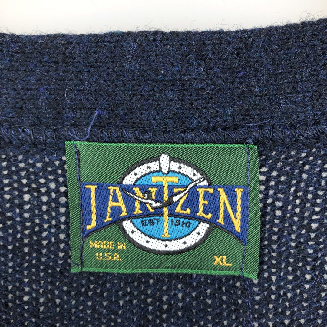 Vintage 90'S Jantzen acrylic knit cardigan, made in the USA, men's size XL acrylic navy blue type Vintage Second Hand