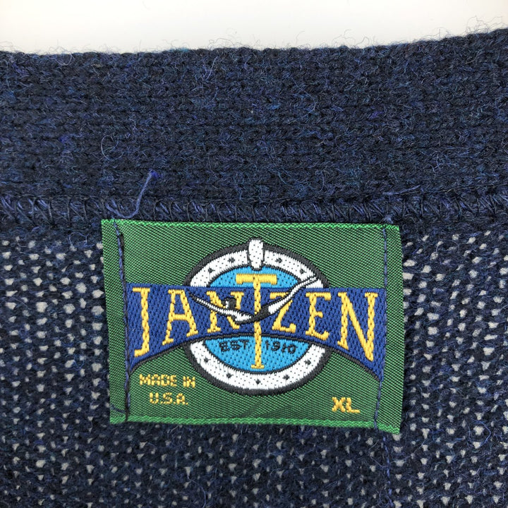 Vintage 90'S Jantzen acrylic knit cardigan, made in the USA, men's size XL acrylic navy blue type Vintage Second Hand