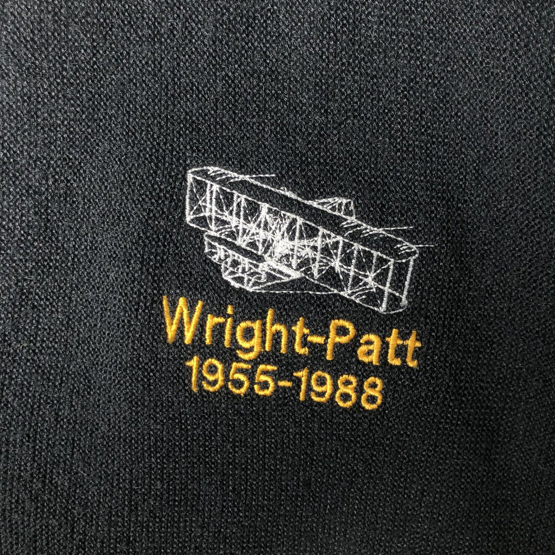 Vintage 80s-90'S PINE STATE logo embroidered acrylic knit cardigan, made in the USA, men's size L unclear black type Vintage Second Hand