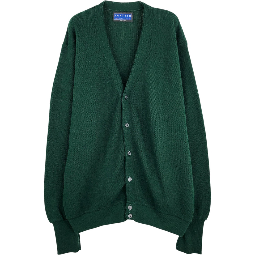 Vintage 1990'S Jantzen Classics acrylic knit cardigan, made in the USA, size L, men's acrylic Green type dark green Vintage Second Hand