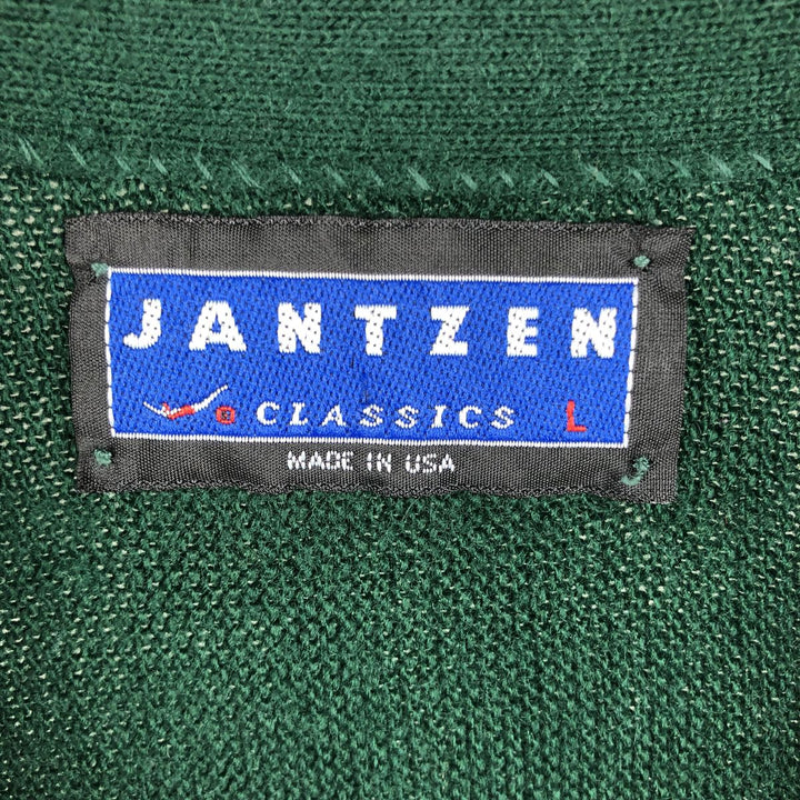 Vintage 1990'S Jantzen Classics acrylic knit cardigan, made in the USA, size L, men's acrylic Green type dark green Vintage Second Hand