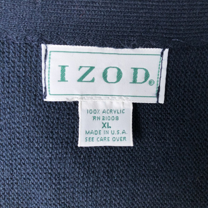 90'S IZOD acrylic knit cardigan, made in the USA, men's size XL, vintage acrylic navy blue type Vintage Second Hand