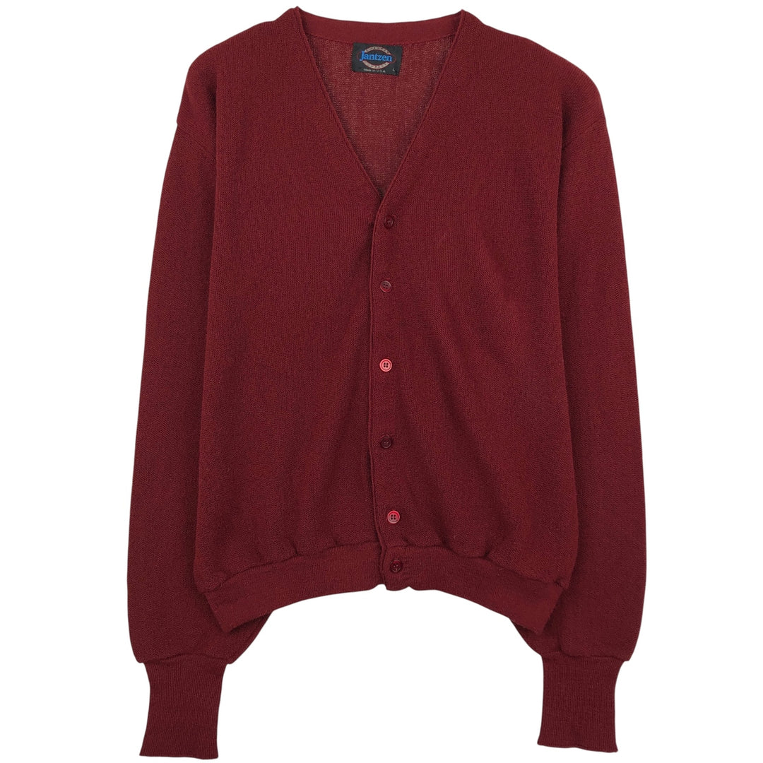 Vintage 1980'S Jantzen acrylic knit cardigan, made in the USA, size L, men's unclear bordeaux Vintage Second Hand