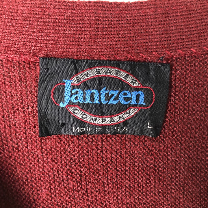Vintage 1980'S Jantzen acrylic knit cardigan, made in the USA, size L, men's unclear bordeaux Vintage Second Hand