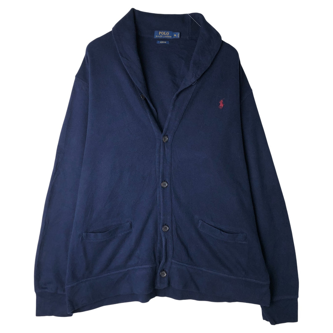 Ralph Lauren POLO RALPH LAUREN shawl collar cotton knit cardigan, men's size XL cotton navy blue type Vintage Second Hand