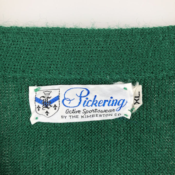 Vintage 70'S PICKERING Orlon Acrylic Knit Cardigan, Men's Size XL Oron Acrylic green type Vintage Second Hand