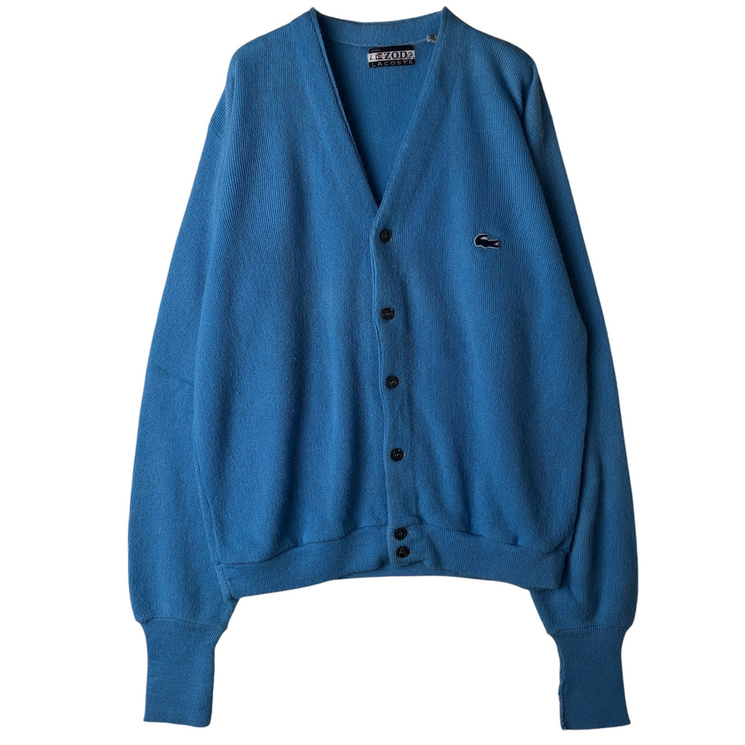 Vintage 70s-80'S Lacoste IZOD acrylic knit cardigan, men's size M acrylic Blue type light blue Vintage Second Hand
