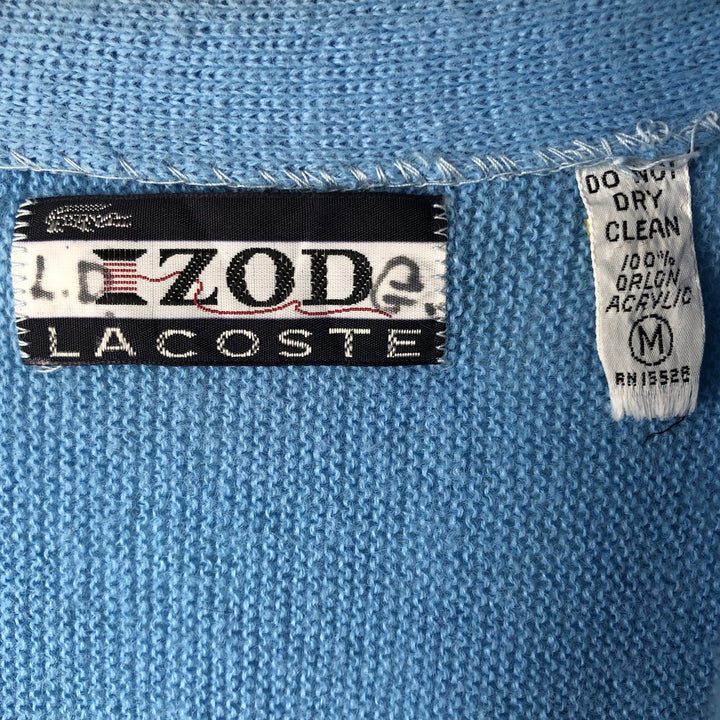 Vintage 70s-80'S Lacoste IZOD acrylic knit cardigan, men's size M acrylic Blue type light blue Vintage Second Hand