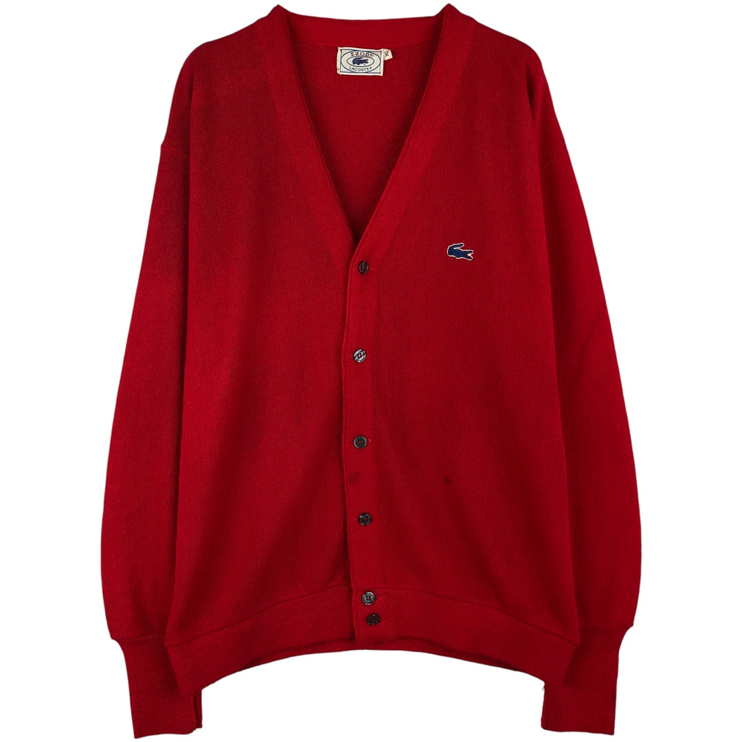 Vintage 70s-80'S Lacoste IZOD acrylic knit cardigan, men's size XL unclear red type Vintage Second Hand