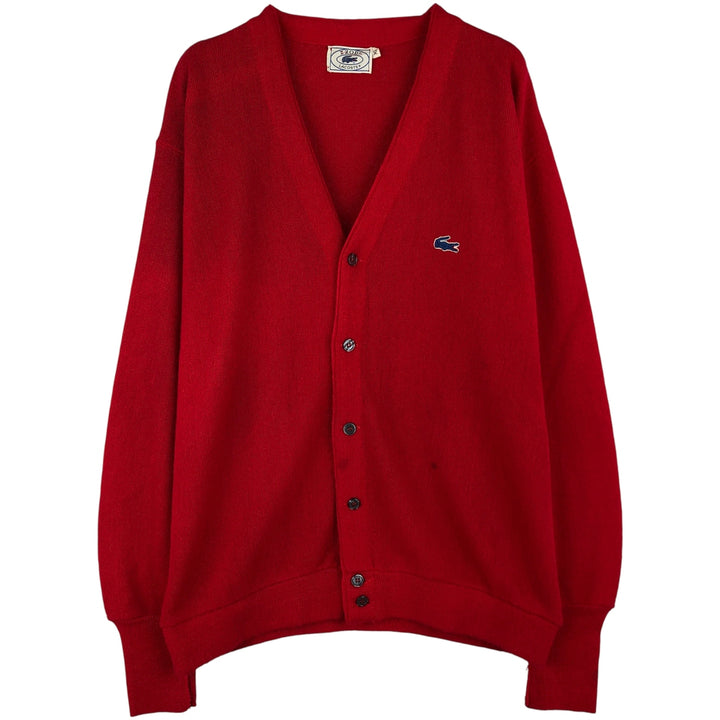 Vintage 70s-80'S Lacoste IZOD acrylic knit cardigan, men's size XL unclear red type Vintage Second Hand