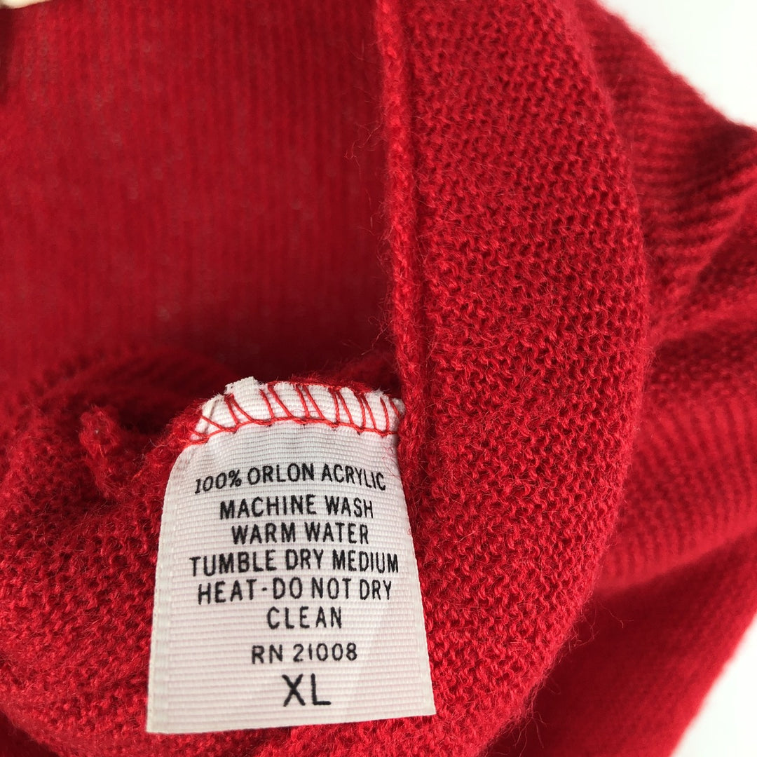 Vintage 70s-80'S Lacoste IZOD acrylic knit cardigan, men's size XL unclear red type Vintage Second Hand