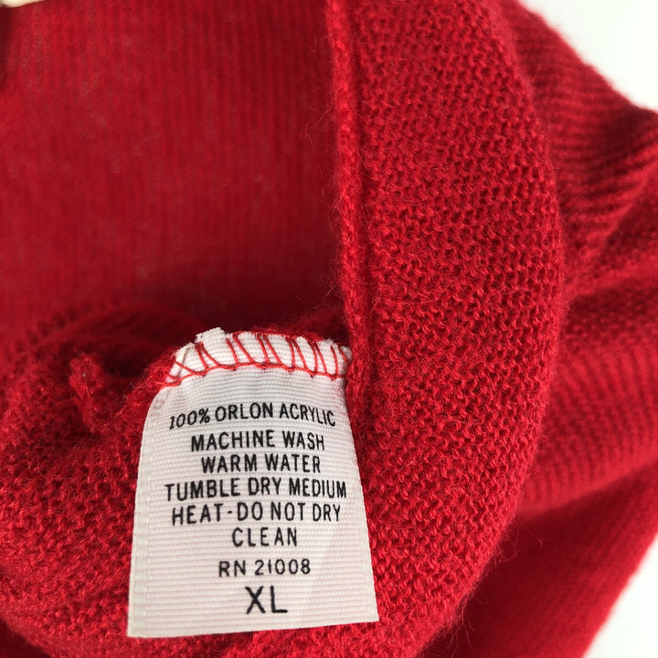 Vintage 70s-80'S Lacoste IZOD acrylic knit cardigan, men's size XL unclear red type Vintage Second Hand