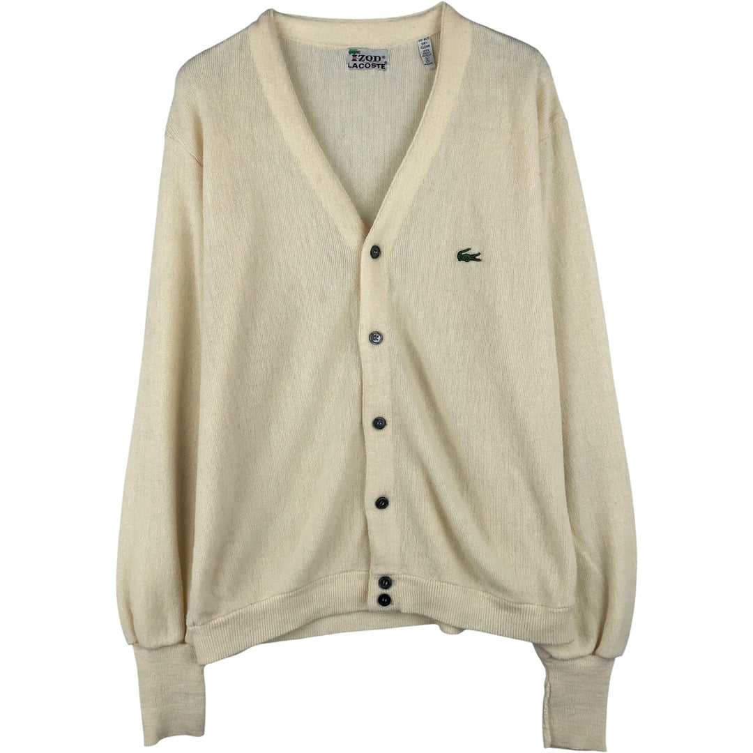 Vintage 1970'S Lacoste IZOD Orlon Acrylic Knit Cardigan, Men's XL Oron Acrylic unbleached Vintage Second Hand