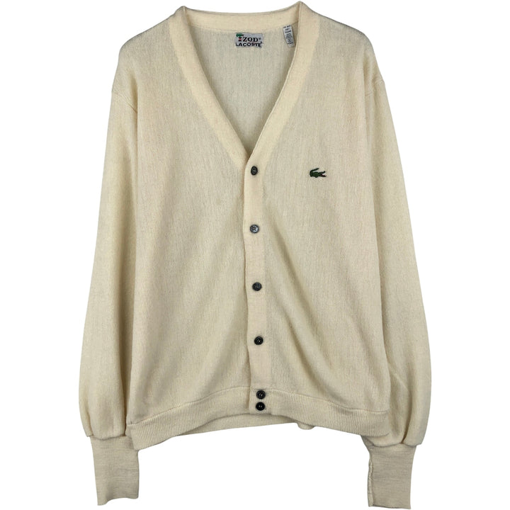 Vintage 1970'S Lacoste IZOD Orlon Acrylic Knit Cardigan, Men's XL Oron Acrylic unbleached Vintage Second Hand