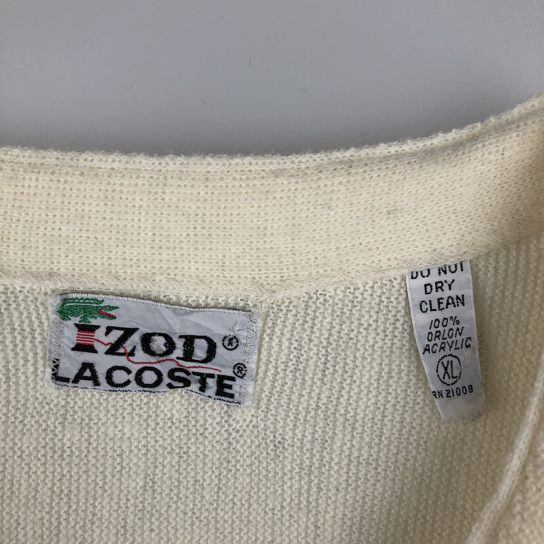 Vintage 1970'S Lacoste IZOD Orlon Acrylic Knit Cardigan, Men's XL Oron Acrylic unbleached Vintage Second Hand