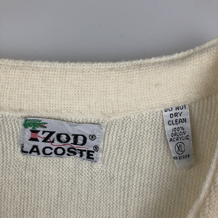 Vintage 1970'S Lacoste IZOD Orlon Acrylic Knit Cardigan, Men's XL Oron Acrylic unbleached Vintage Second Hand
