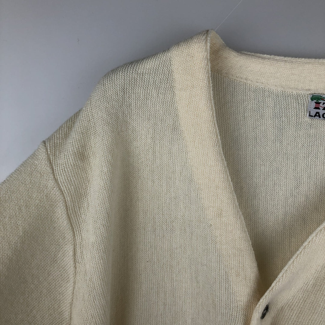 Vintage 1970'S Lacoste IZOD Orlon Acrylic Knit Cardigan, Men's XL Oron Acrylic unbleached Vintage Second Hand