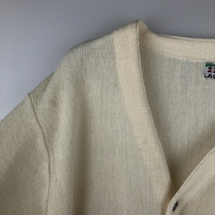 Vintage 1970'S Lacoste IZOD Orlon Acrylic Knit Cardigan, Men's XL Oron Acrylic unbleached Vintage Second Hand