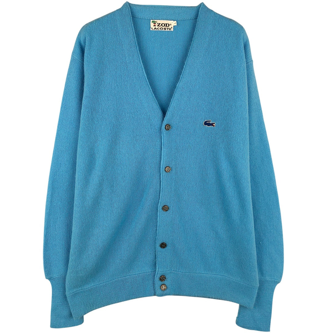Vintage 70s-80'S Lacoste IZOD acrylic knit cardigan, men's size L unclear Blue type light blue Vintage Second Hand