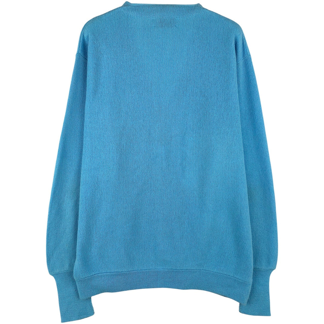 Vintage 70s-80'S Lacoste IZOD acrylic knit cardigan, men's size L unclear Blue type light blue Vintage Second Hand