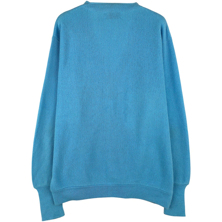 Vintage 70s-80'S Lacoste IZOD acrylic knit cardigan, men's size L unclear Blue type light blue Vintage Second Hand