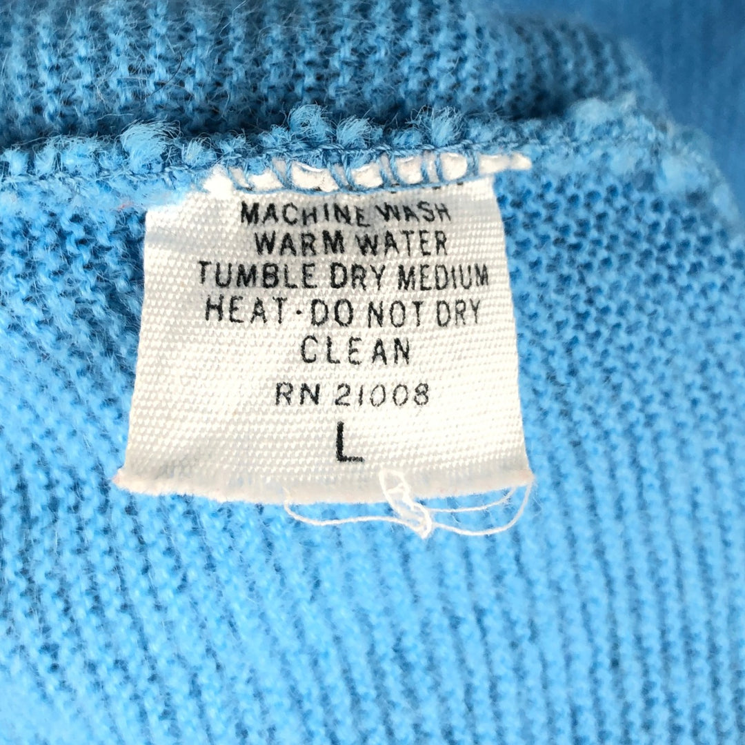 Vintage 70s-80'S Lacoste IZOD acrylic knit cardigan, men's size L unclear Blue type light blue Vintage Second Hand