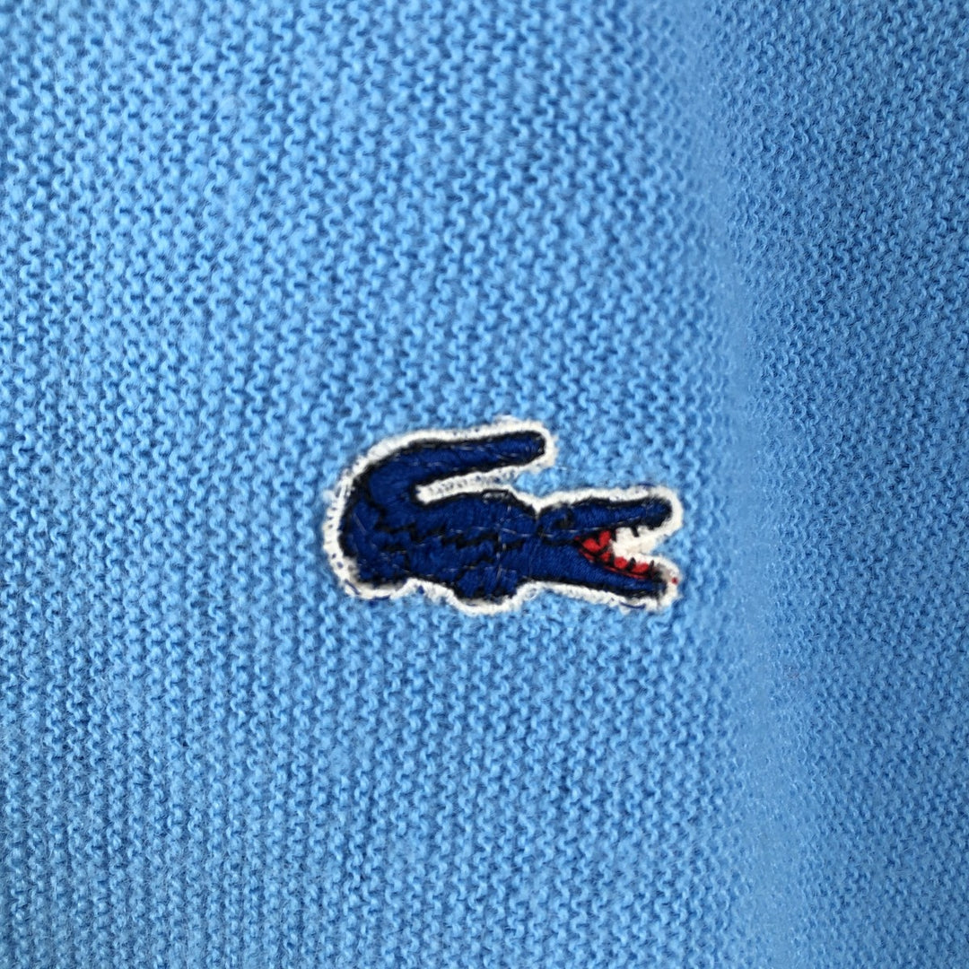 Vintage 70s-80'S Lacoste IZOD acrylic knit cardigan, men's size L unclear Blue type light blue Vintage Second Hand