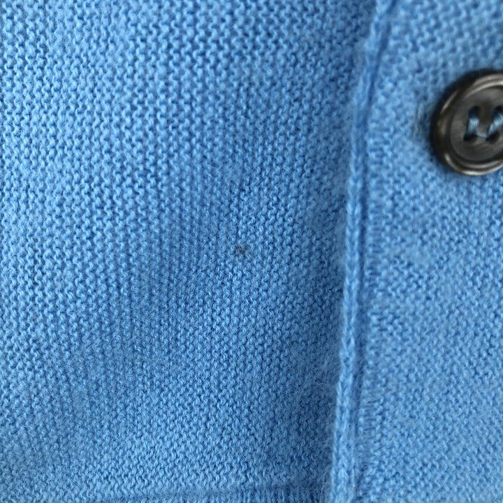 Vintage 70s-80'S Lacoste IZOD acrylic knit cardigan, men's size L unclear Blue type light blue Vintage Second Hand